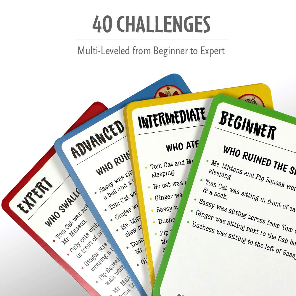 ThinkFun Cat Crimes Brain Game – Cat-Themed Logic Puzzle for Ages 8+ (60 Challenges)