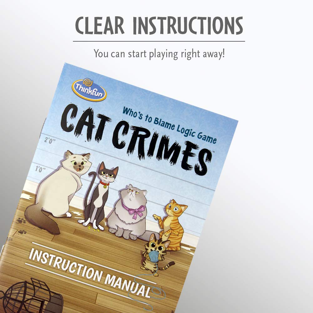 ThinkFun Cat Crimes Brain Game – Cat-Themed Logic Puzzle for Ages 8+ (60 Challenges)