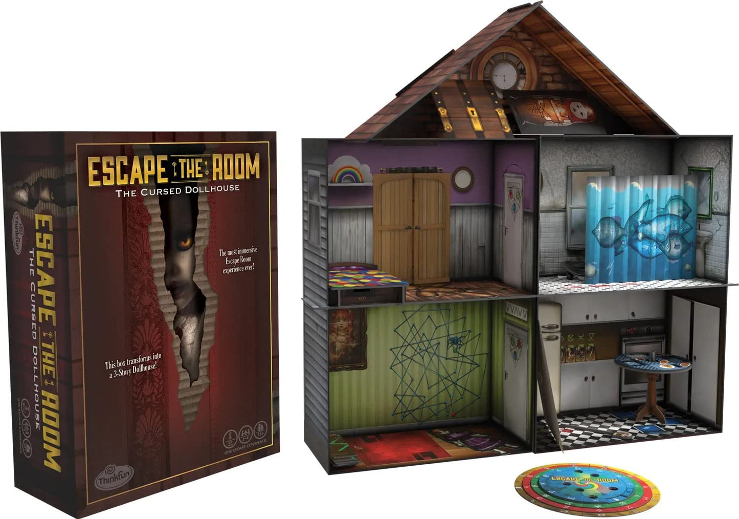 ThinkFun Escape the Room: The Cursed Dollhouse – 3-Story Mystery Puzzle for Ages 13+