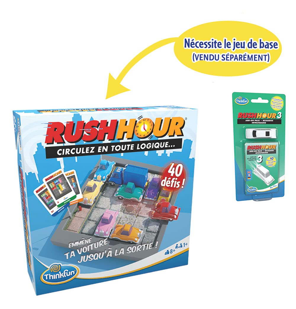 ThinkFun Rush Hour 3 Expansion Set – Extra Challenges for The Original Rush Hour (Ages 8+)