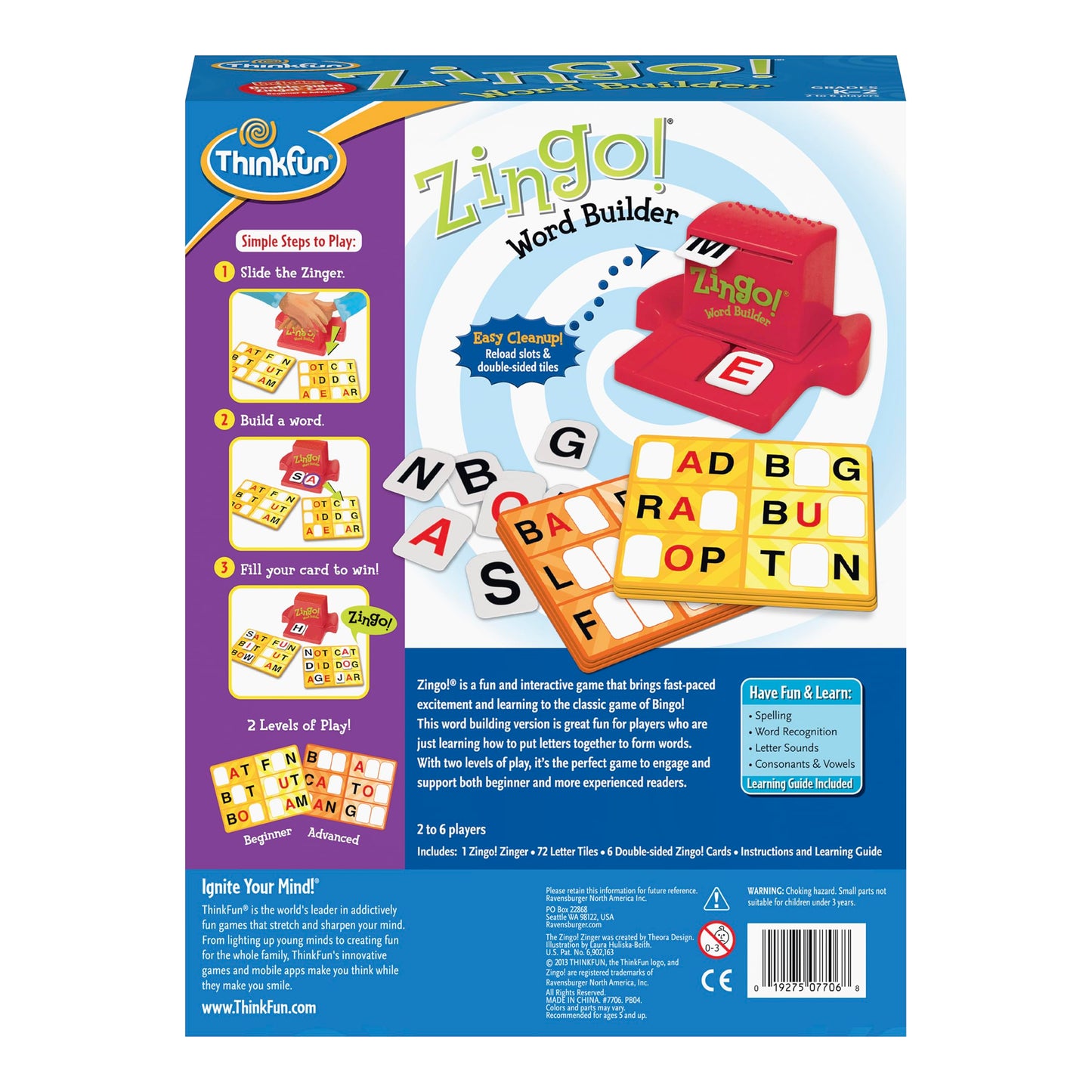 ThinkFun Zingo Word Builder: Award-Winning Early Reading Game for Pre-Readers and Early Readers