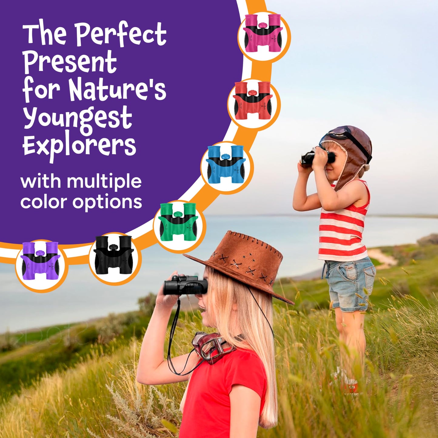 Think Peak Black Binoculars for Kids (Ages 3-12) – Compact 8x21 STEM Explorer