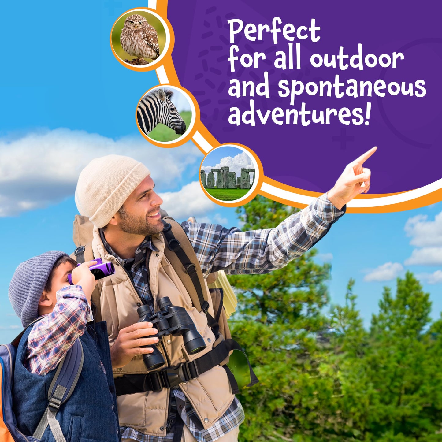 Think Peak Black Binoculars for Kids (Ages 3-12) – Compact 8x21 STEM Explorer