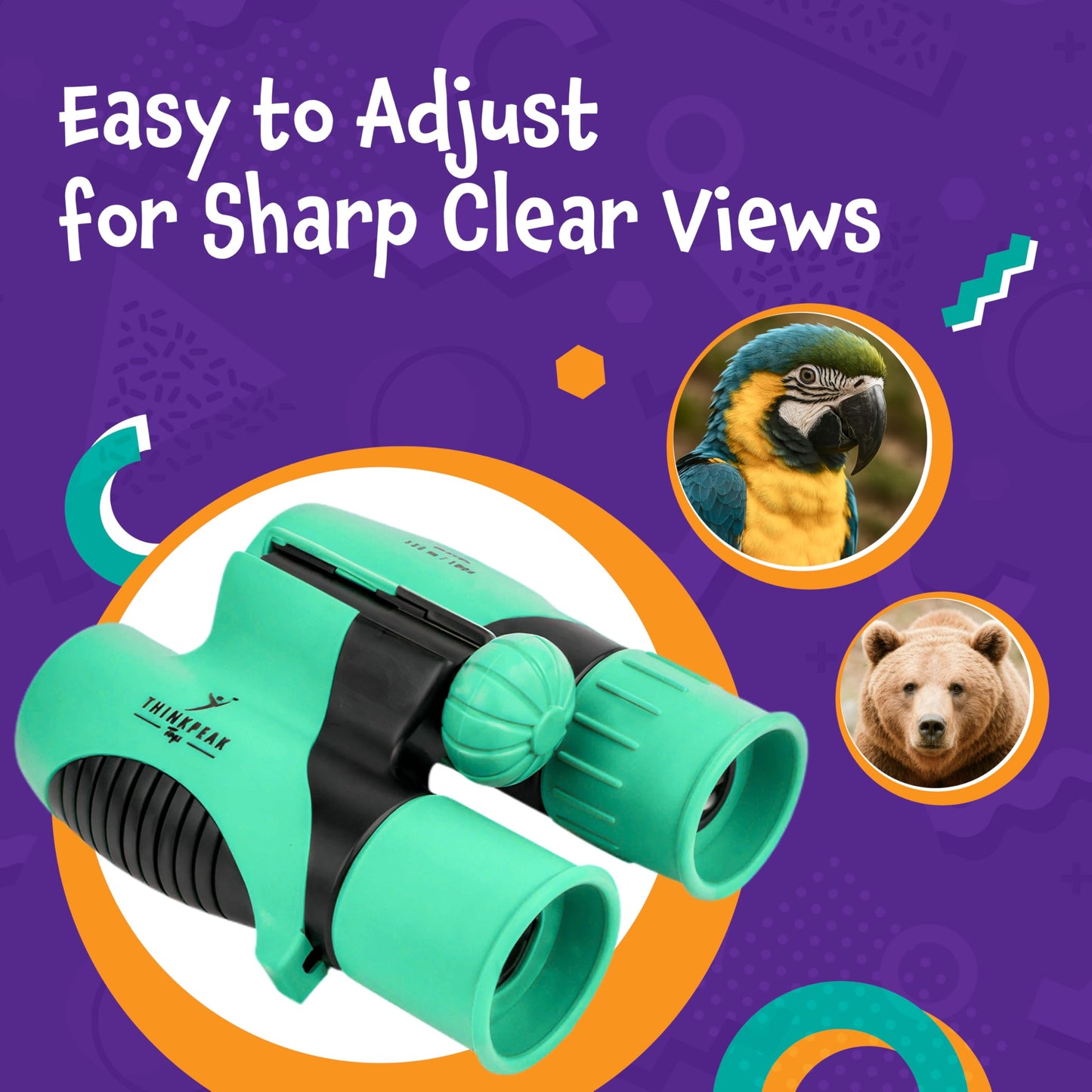 Think Peak Green Binoculars for Kids 3-12 | Compact 8x21 STEM Nature Explorer