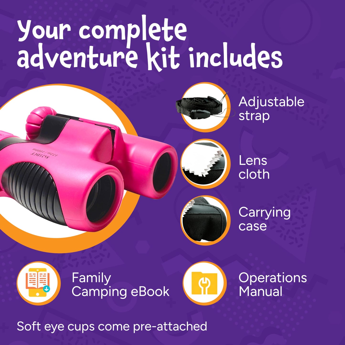 Think Peak Pink Binoculars for Kids – 8x21 Compact STEM Outdoor Explorer (Ages 3-12)