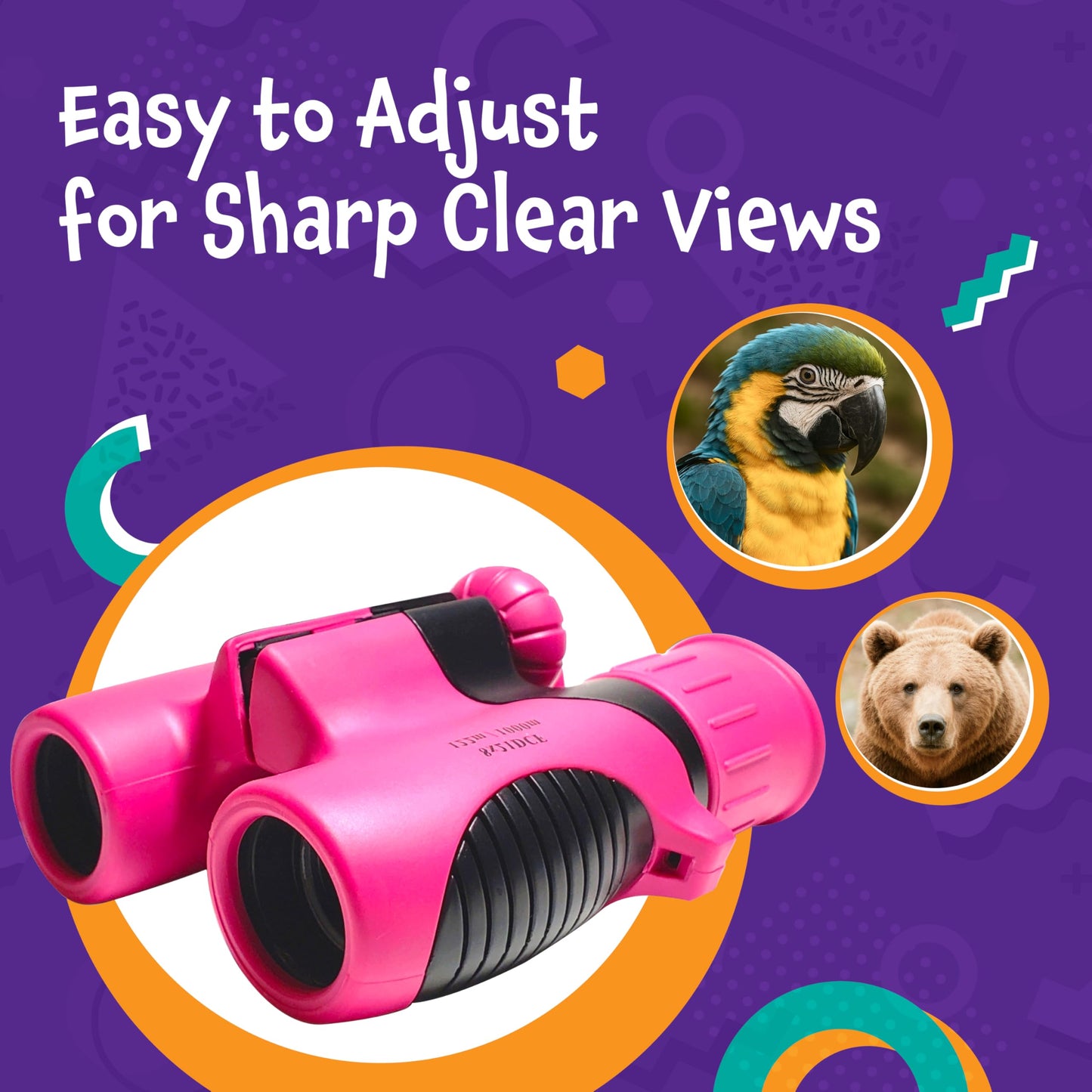 Think Peak Pink Binoculars for Kids – 8x21 Compact STEM Outdoor Explorer (Ages 3-12)