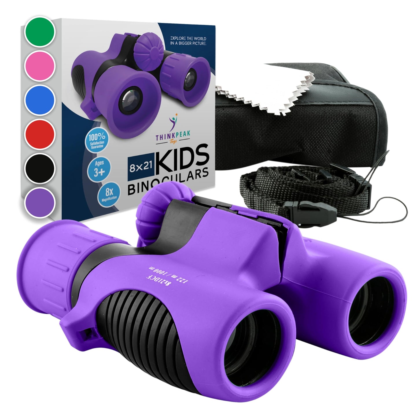 Think Peak Purple Binoculars for Kids – Compact 8x21 STEM Outdoor Explorer