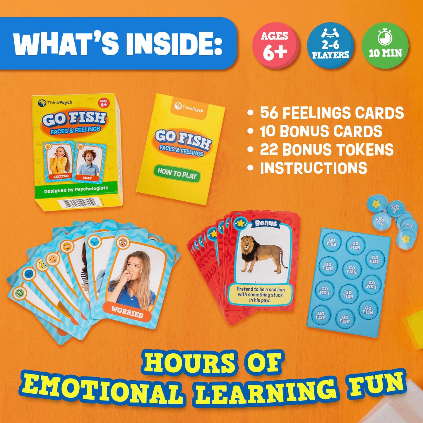 ThinkPsych Go Fish – Faces & Feelings Card Game for Kids 6+ | SEL & Social Skills