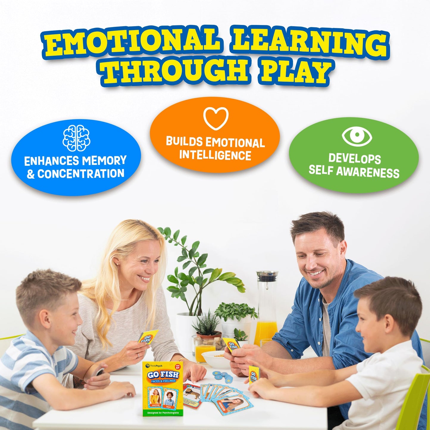 ThinkPsych Go Fish – Faces & Feelings Card Game for Kids 6+ | SEL & Social Skills