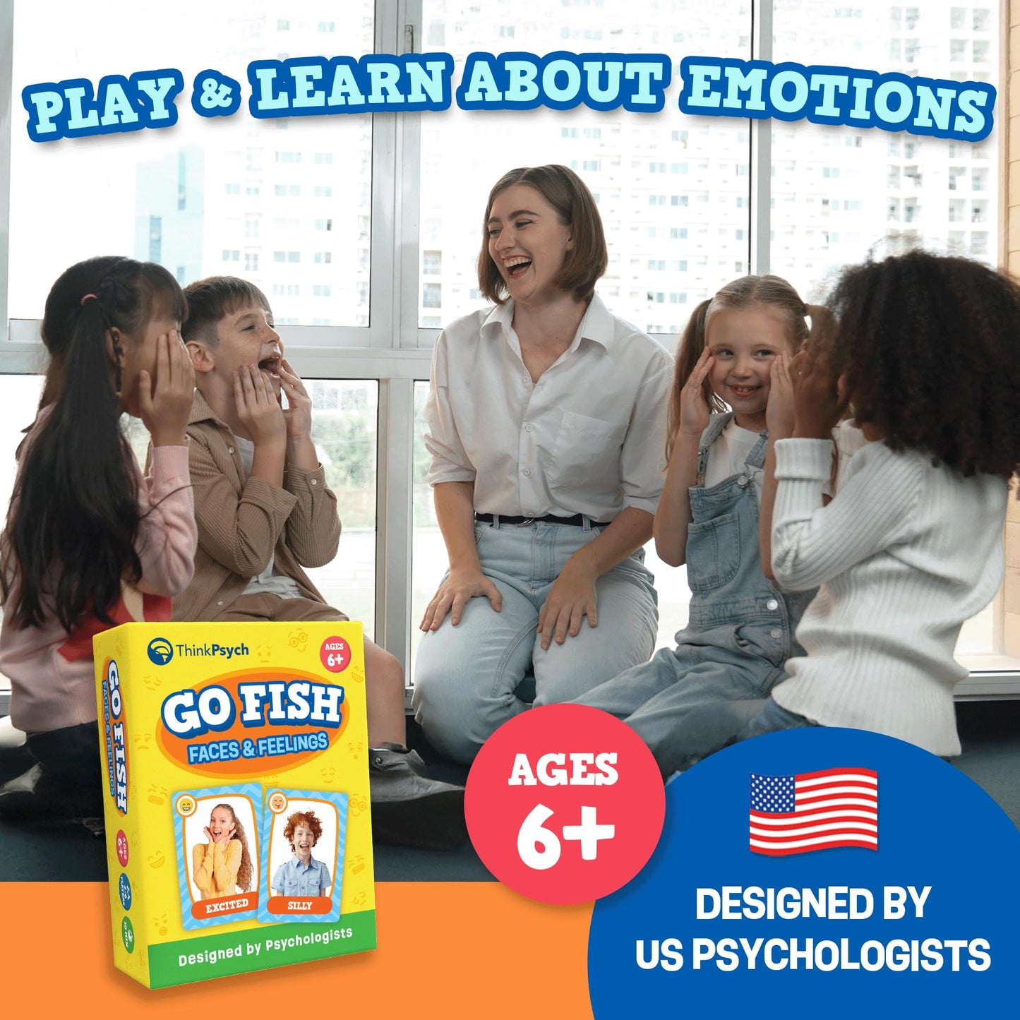 ThinkPsych Go Fish – Faces & Feelings Card Game for Kids 6+ | SEL & Social Skills
