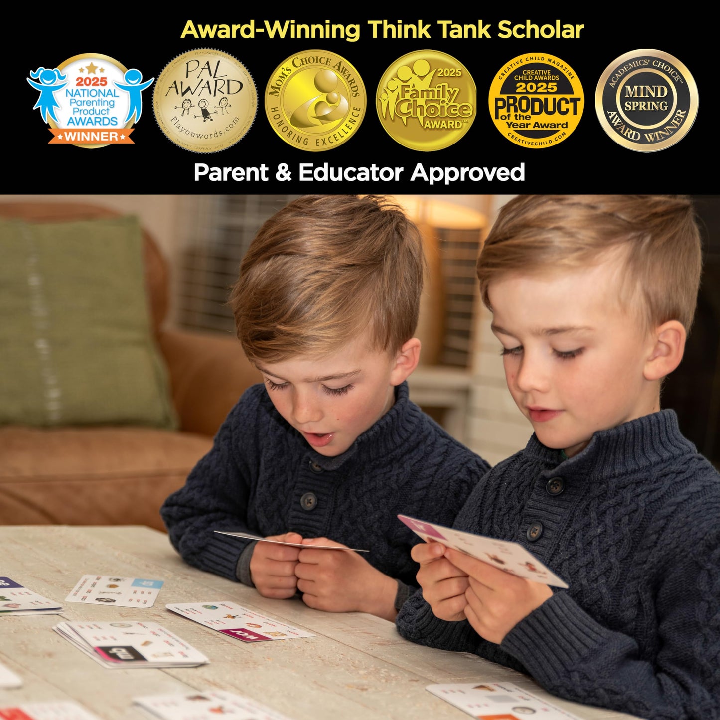 Think Tank Scholar – Award-Winning Phonics & Vocabulary Flash Cards for Ages 4–8 | 1000+ Words with Prefixes, Suffixes & CVC