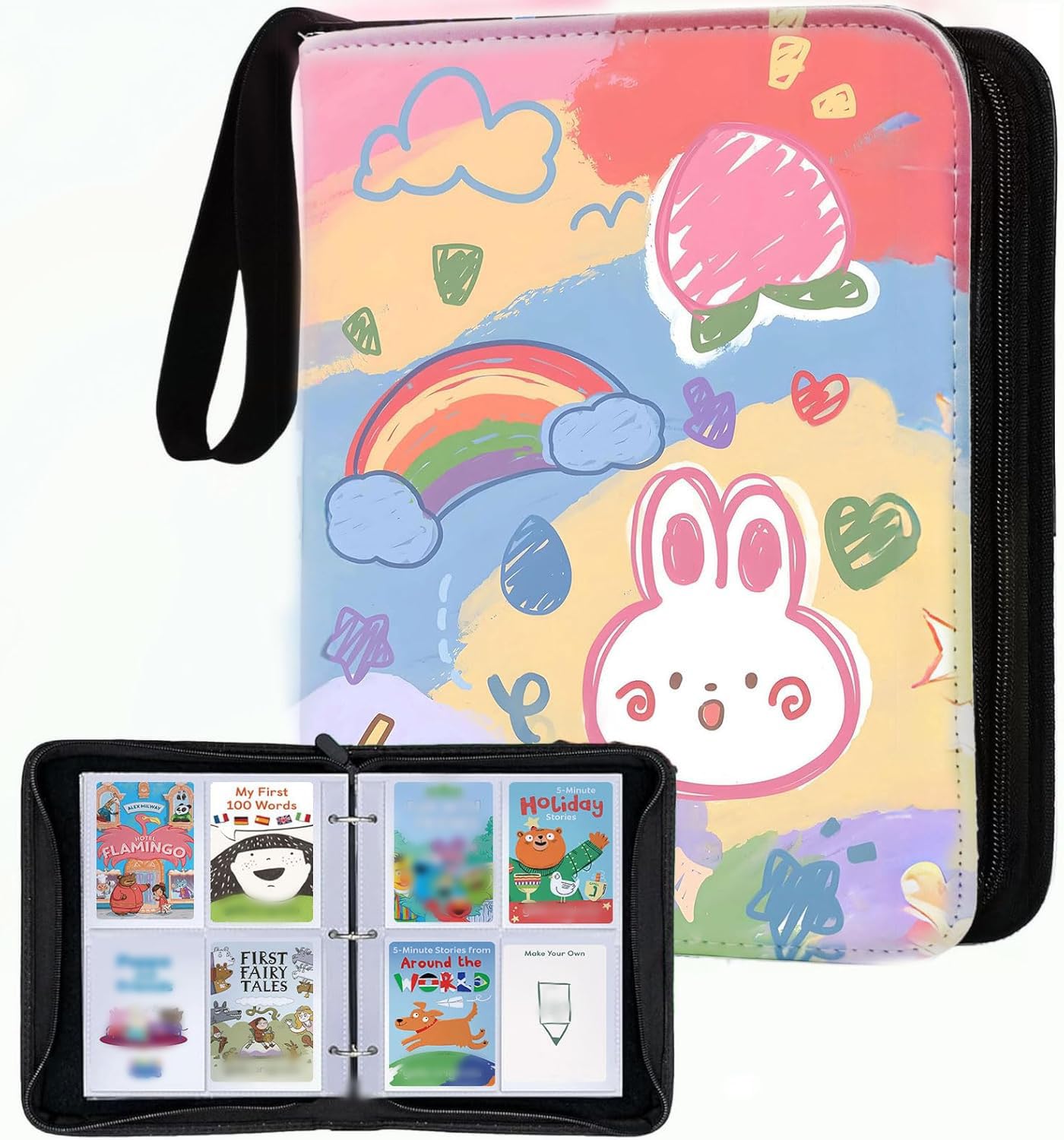 Thisness Rabbit Card Holder for Yoto Cards — 120 Card Capacity, Zippered Organizer