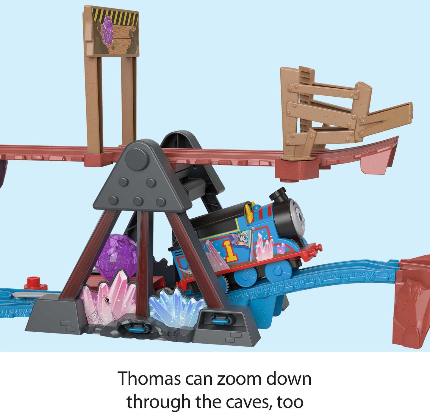 Thomas & Friends Crystal Caves Adventure Motorized Train Set – 8 ft Track & Tipping Bridge (Ages 3+)