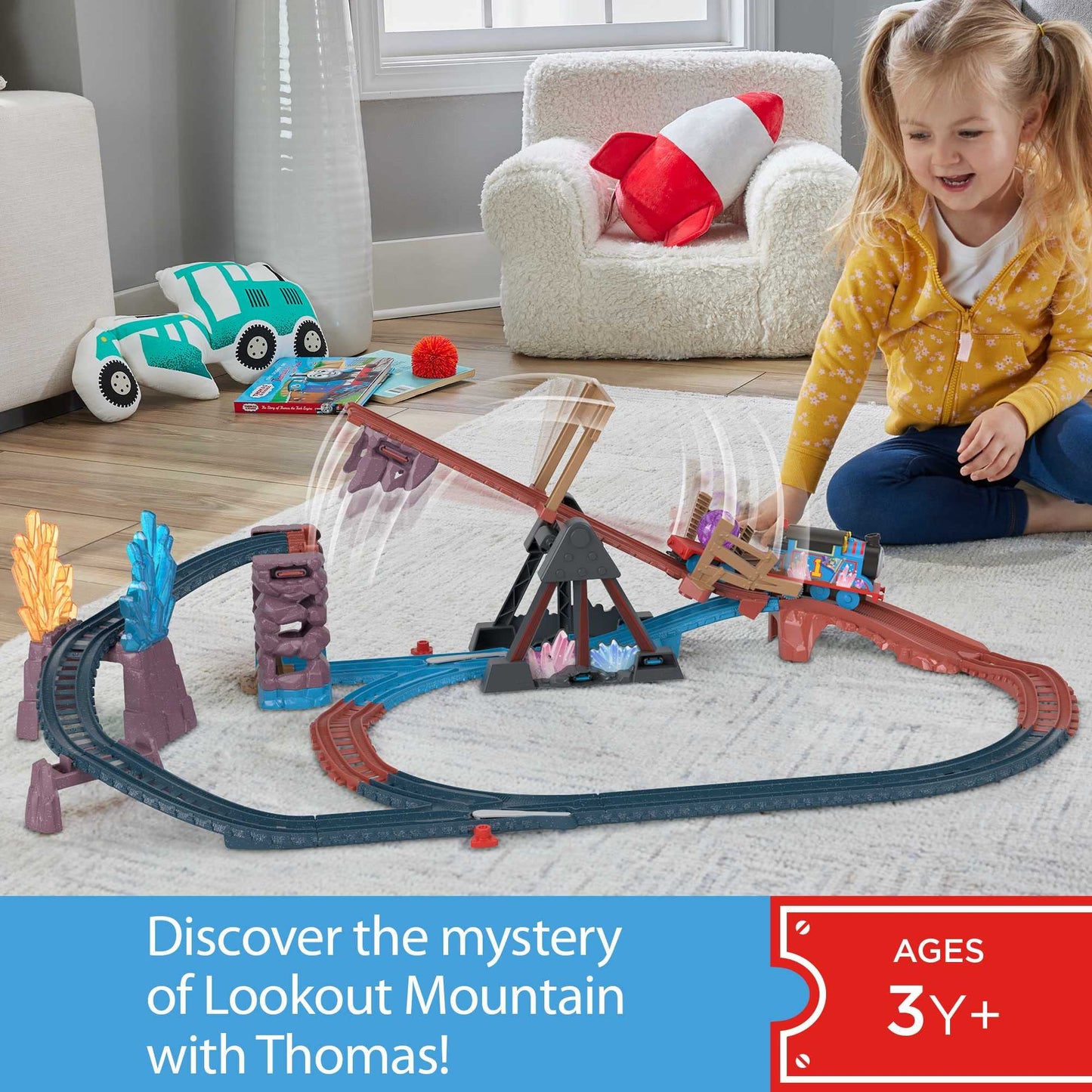 Thomas & Friends Crystal Caves Adventure Motorized Train Set – 8 ft Track & Tipping Bridge (Ages 3+)