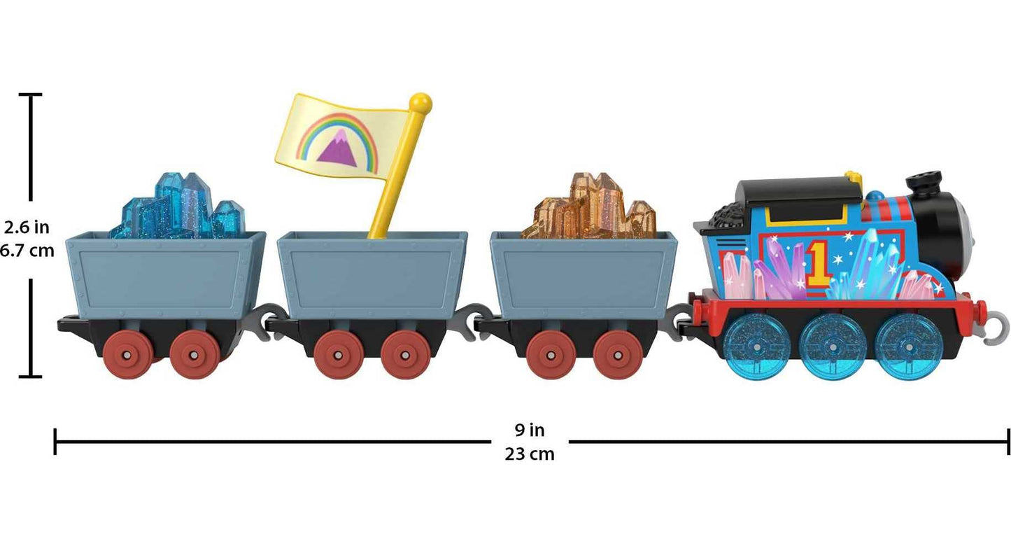 Thomas & Friends Diecast Crystal Cargo Engine with 3 Cars – Push-Along Train Play for Preschool