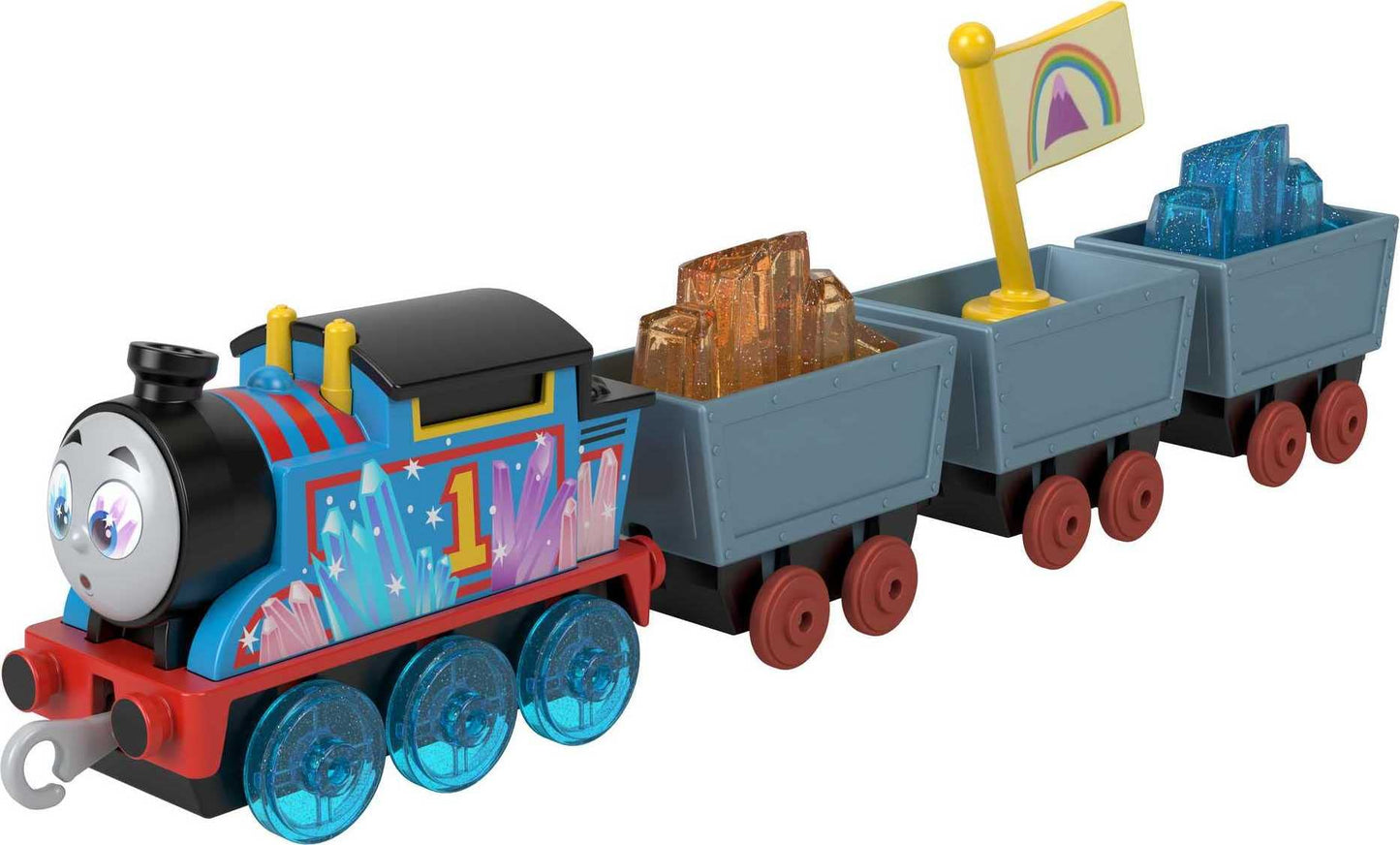 Thomas & Friends Diecast Crystal Cargo Engine with 3 Cars – Push-Along Train Play for Preschool