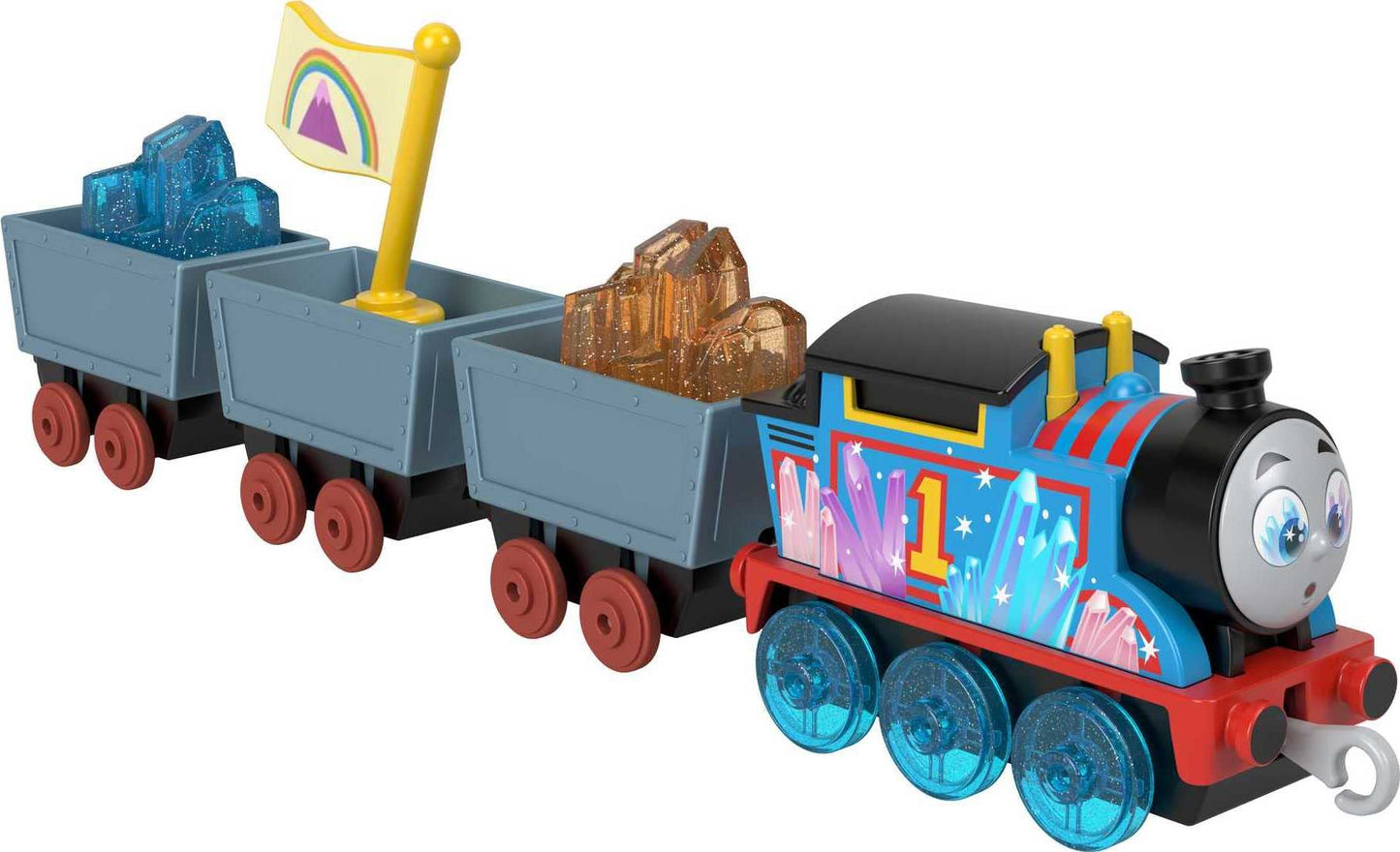 Thomas & Friends Diecast Crystal Cargo Engine with 3 Cars – Push-Along Train Play for Preschool
