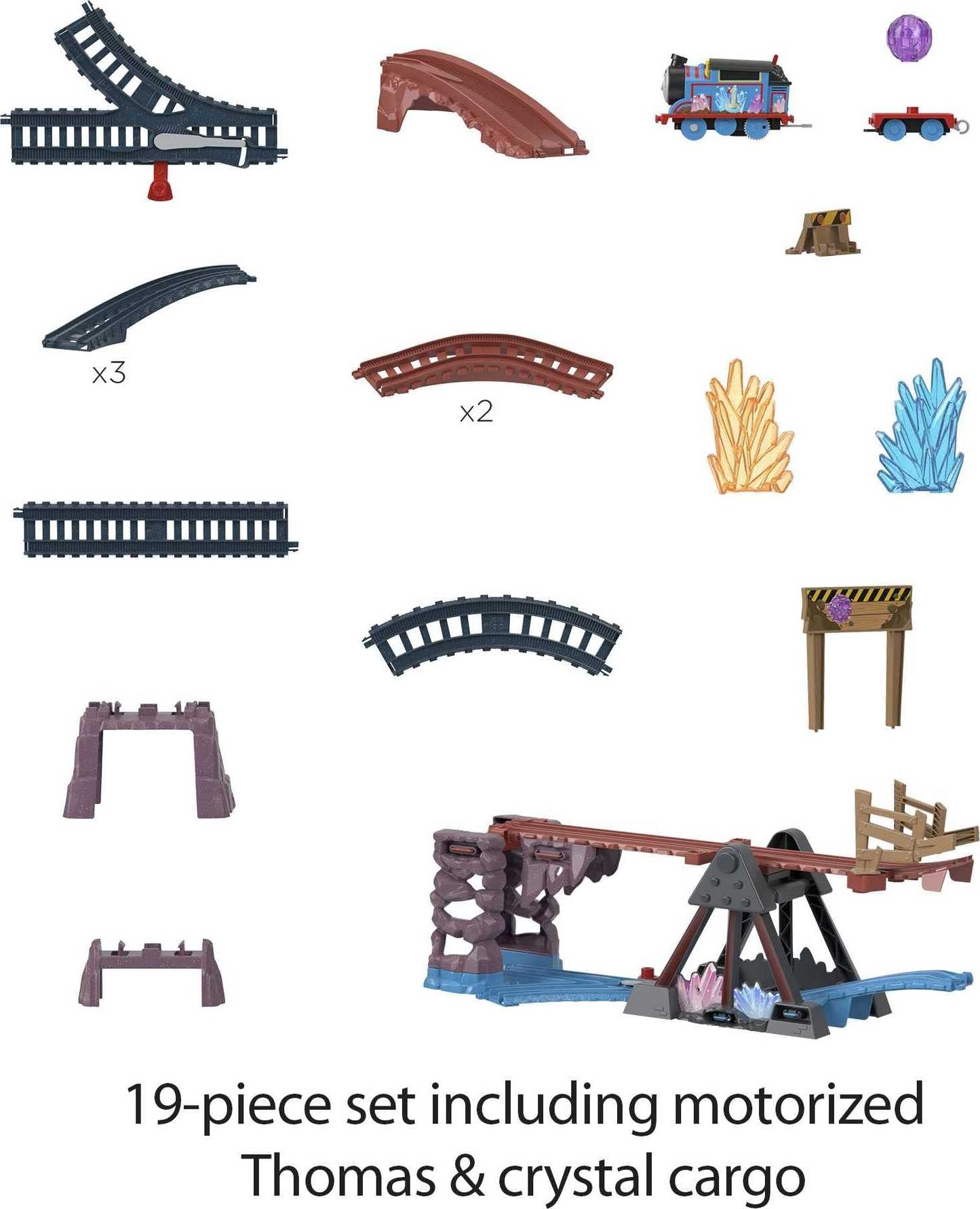 Thomas & Friends Crystal Caves Adventure Motorized Train Set – 8 ft Track & Tipping Bridge (Ages 3+)