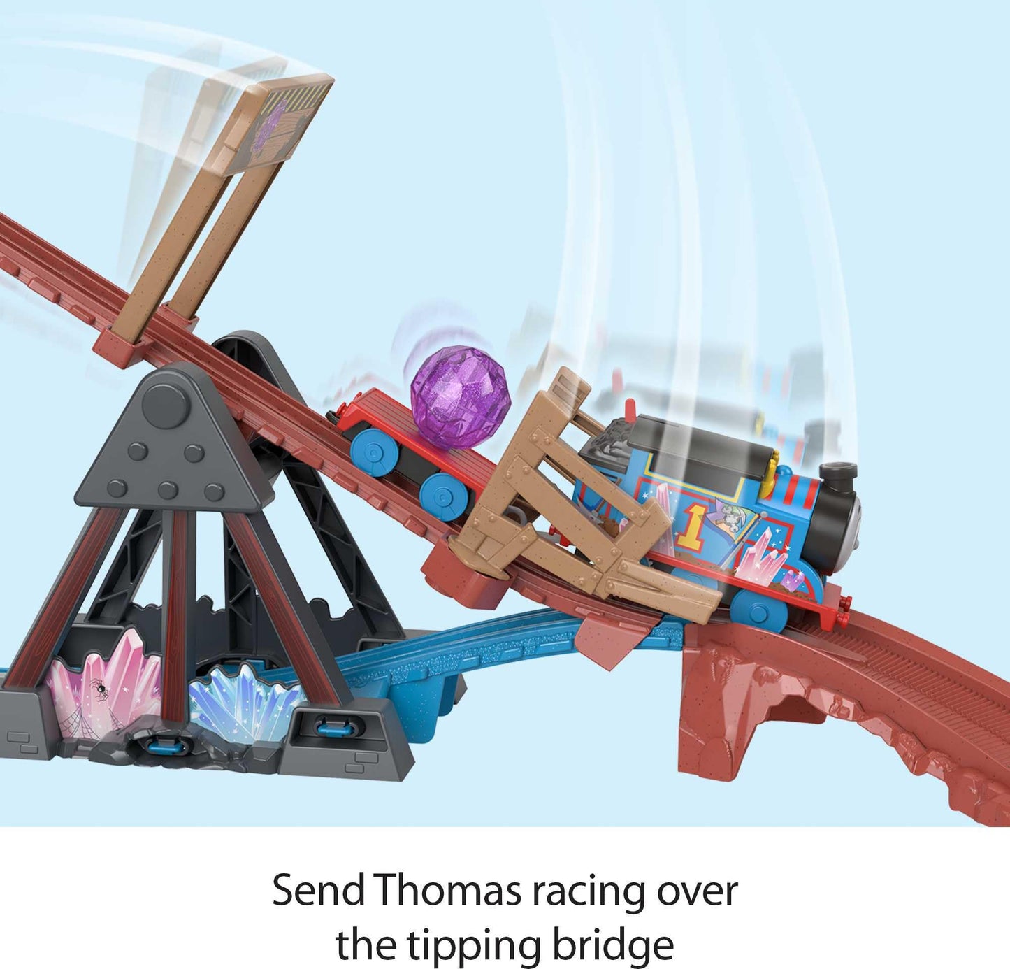 Thomas & Friends Crystal Caves Adventure Motorized Train Set – 8 ft Track & Tipping Bridge (Ages 3+)