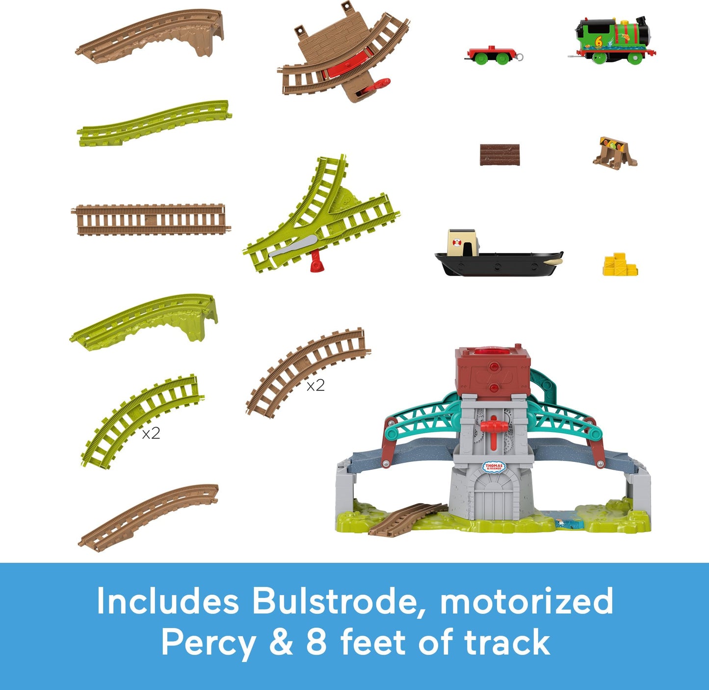 Thomas & Friends Talking Bulstrode & Which-Way Bridge Playset with Percy Engine — Ages 3+