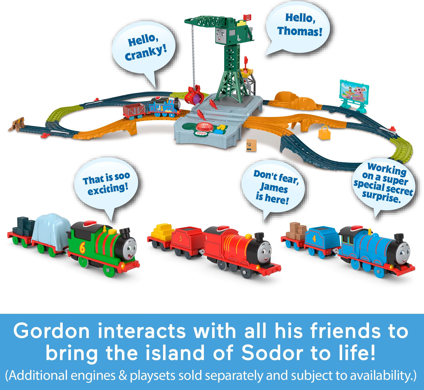 Thomas & Friends Gordon Motorized Talking Train – Battery-Powered Engine with Sounds & Phrases for Kids 3+