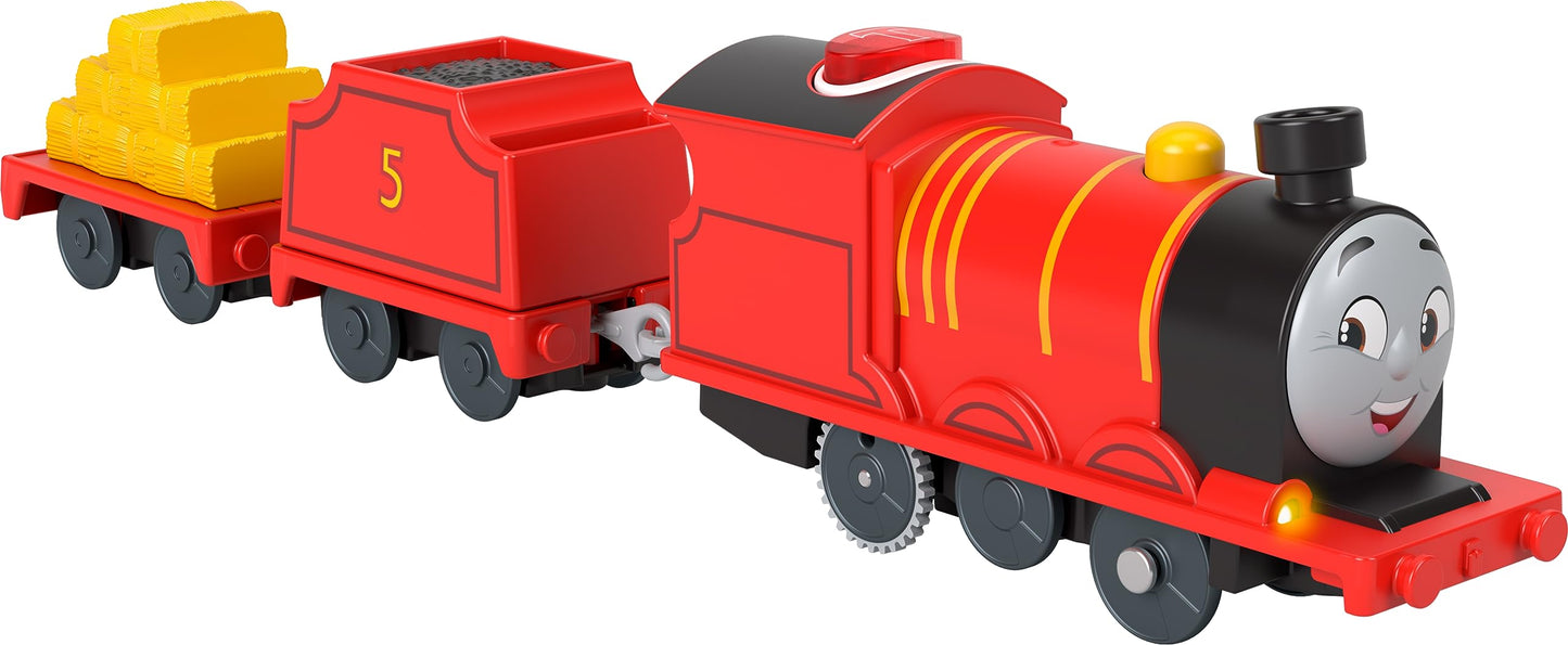 Thomas & Friends James Motorized Train – Talking Engine with Sounds for Pretend Play (Ages 3+)
