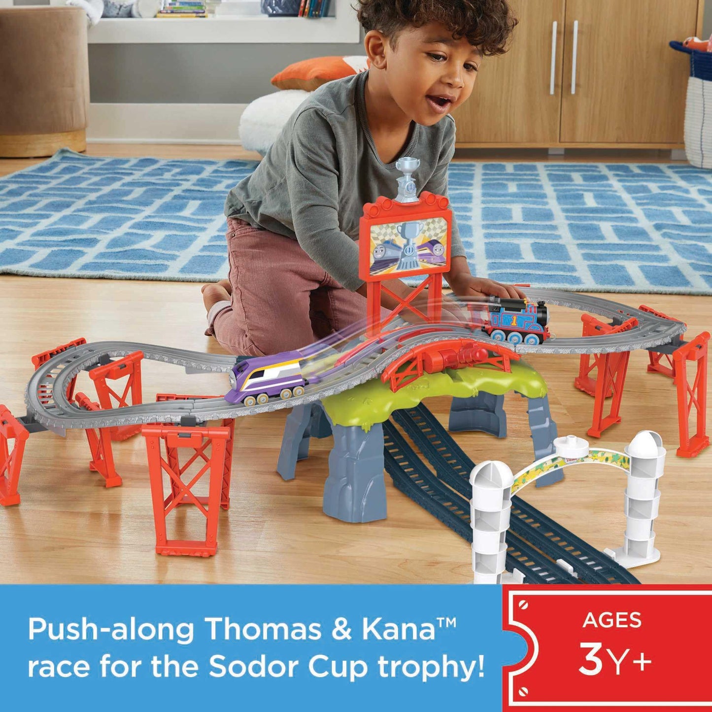 Thomas & Friends Race for the Sodor Cup Diecast Train Set with Thomas & Kana – Pretend Play 3+