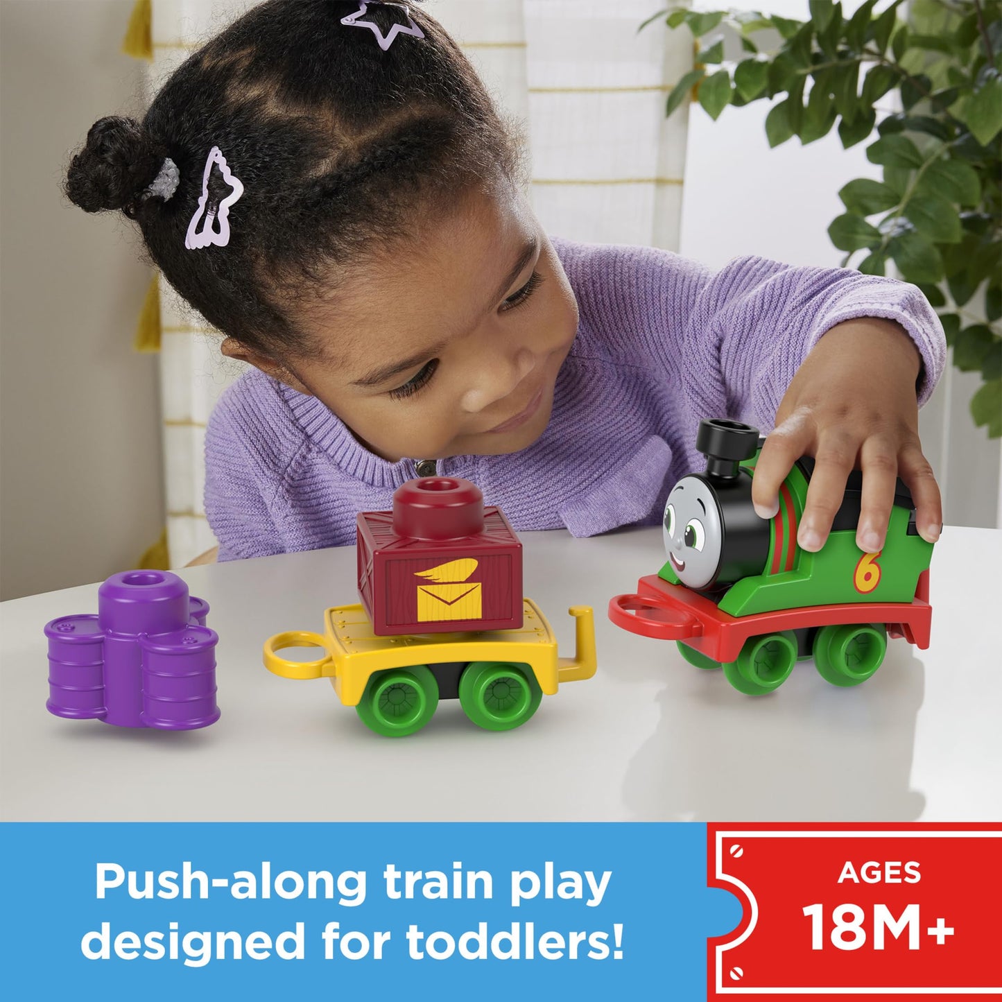 Thomas & Friends My First Percy Push-Along Train with Stacking Cargo – Toddler Toy for 18+ Months