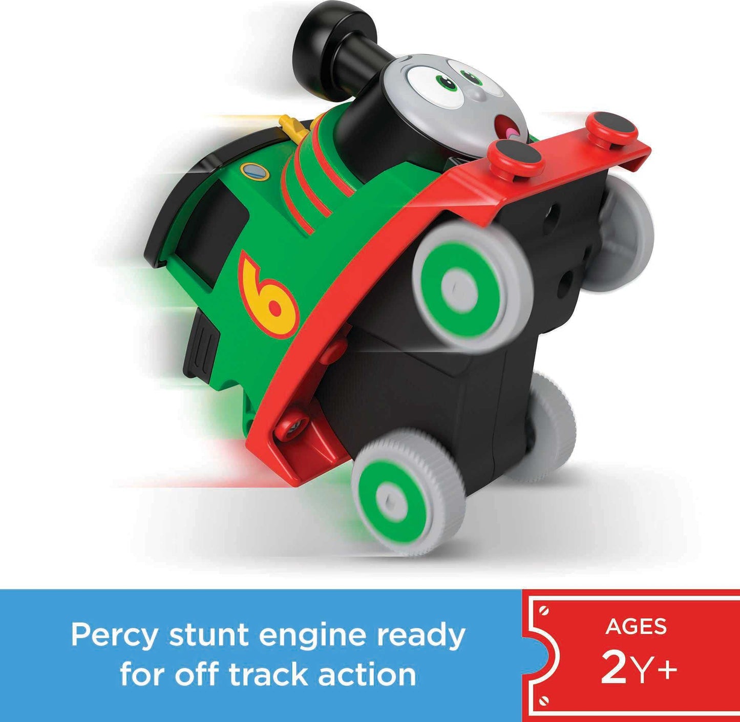 Thomas & Friends Press-n-Go Stunt Percy Engine — Off-Track Racing Toy for Toddlers & Preschoolers (Ages 2+)