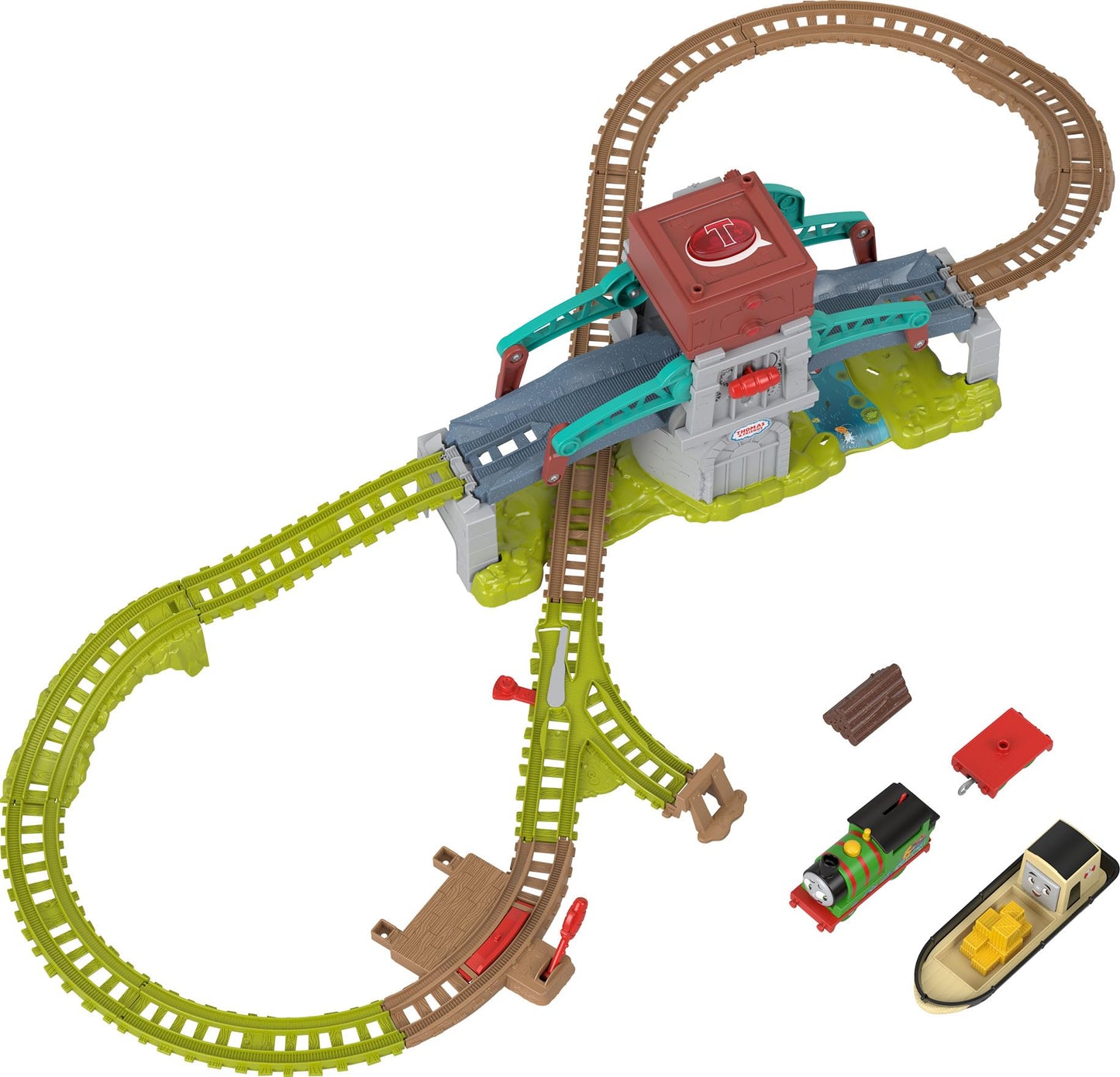 Thomas & Friends Talking Bulstrode & Which-Way Bridge Playset with Percy Engine — Ages 3+