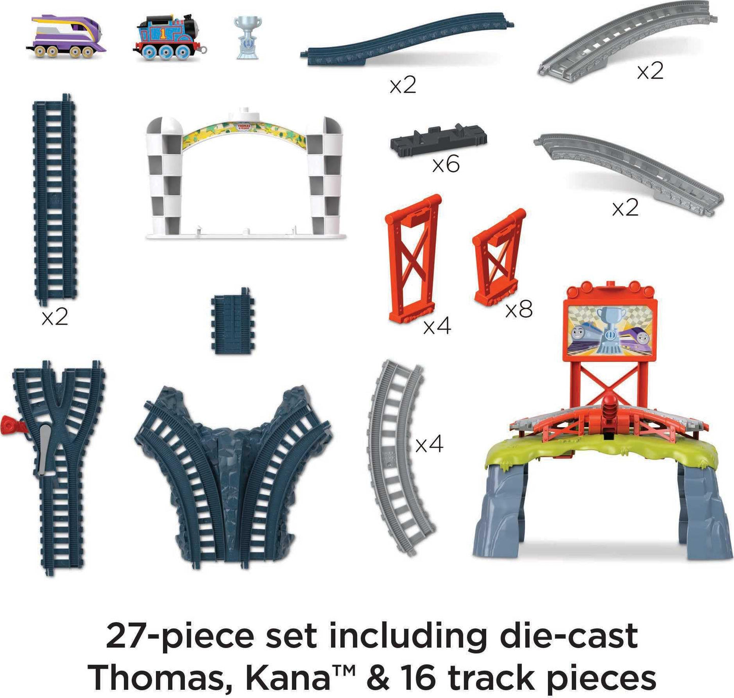 Thomas & Friends Race for the Sodor Cup Diecast Train Set with Thomas & Kana – Pretend Play 3+