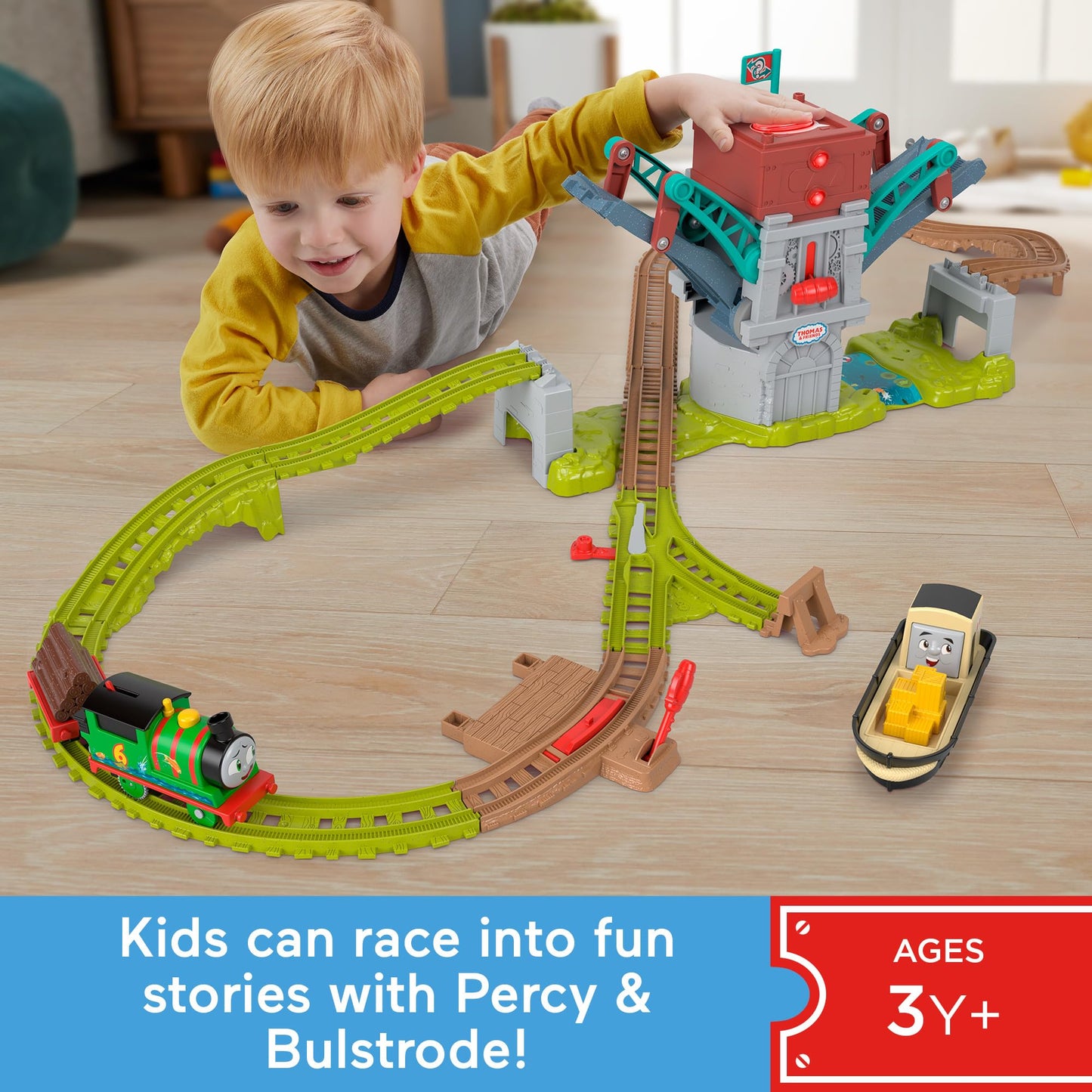Thomas & Friends Talking Bulstrode & Which-Way Bridge Playset with Percy Engine — Ages 3+
