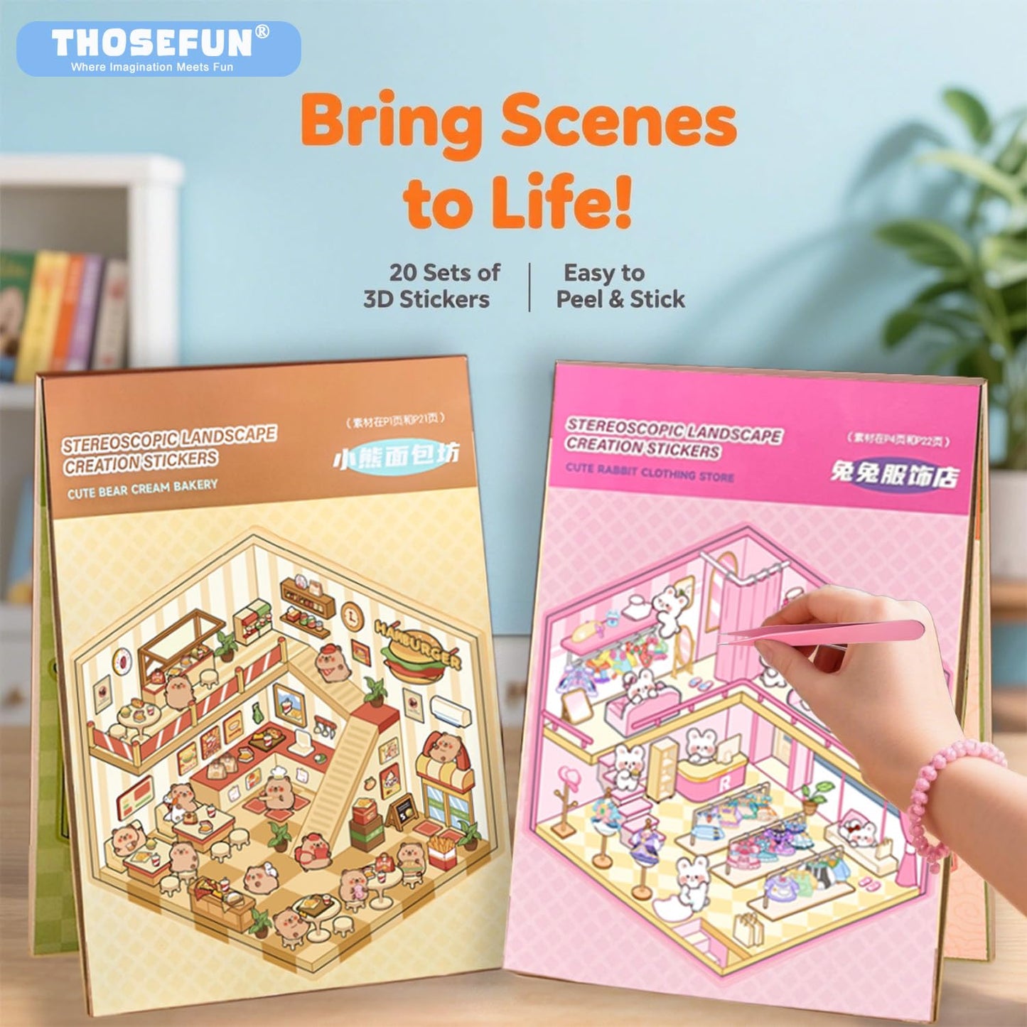 THOSEFUN 3D Sticker Scene Book for Adults – DIY House Room Landscapes