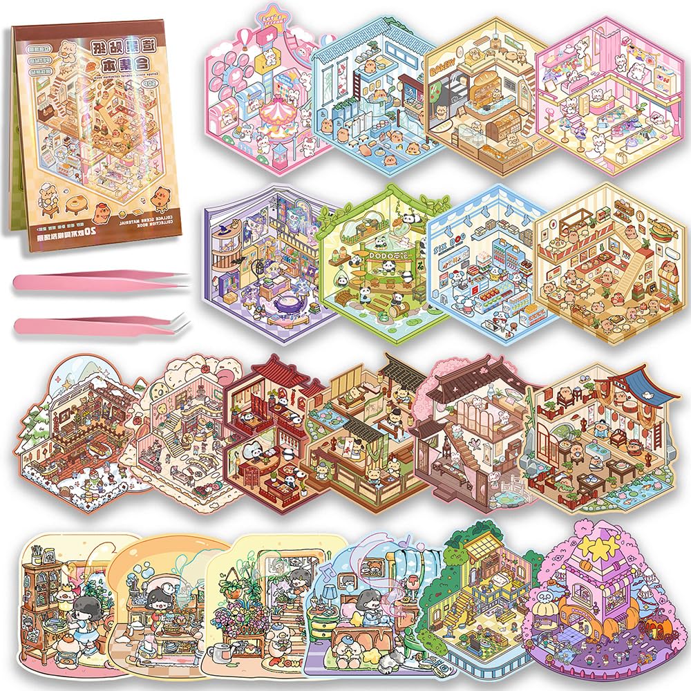 THOSEFUN 3D Sticker Scene Book for Adults – DIY House Room Landscapes