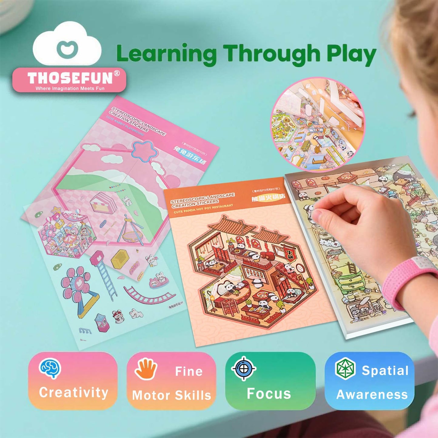 THOSEFUN 3D Sticker Scene Book for Adults – DIY House Room Landscapes