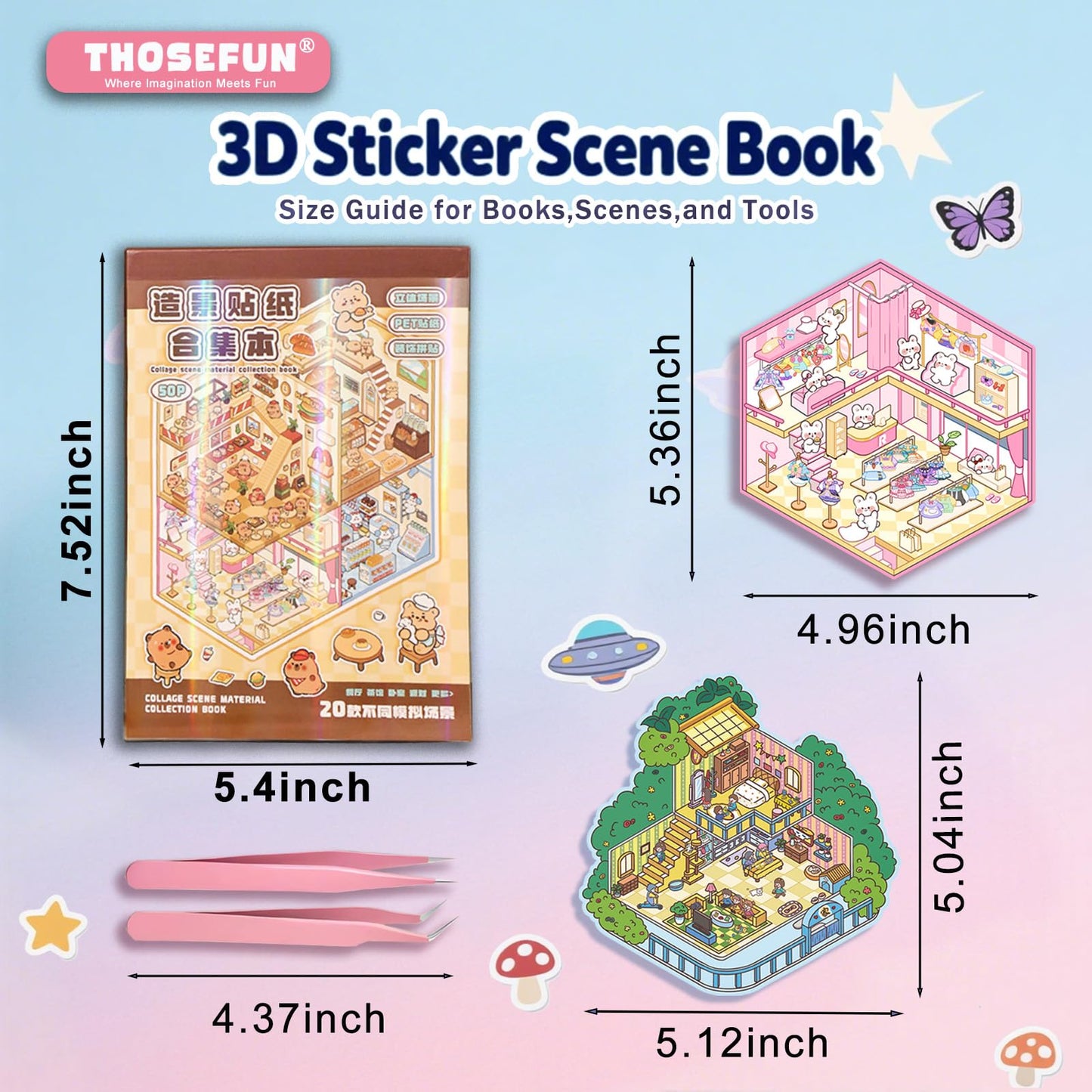 THOSEFUN 3D Sticker Scene Book for Adults – DIY House Room Landscapes