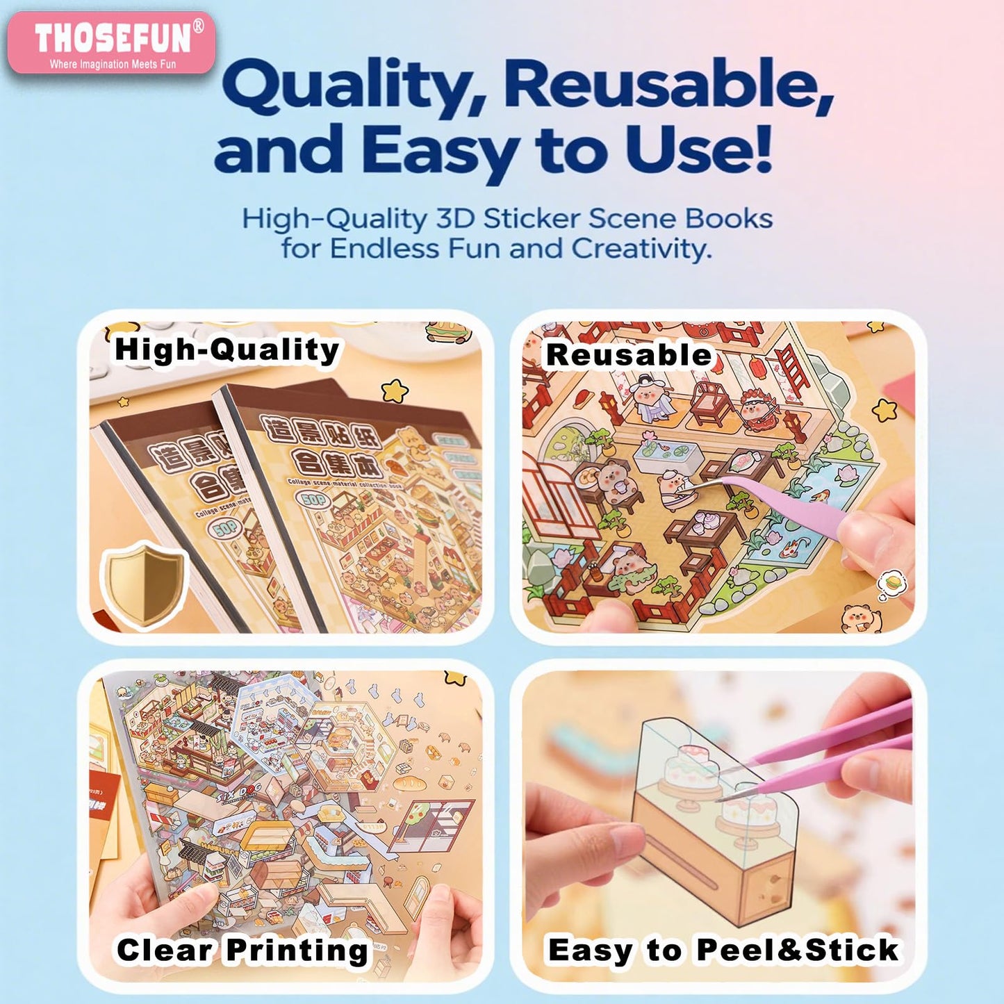 THOSEFUN 3D Sticker Scene Book for Adults – DIY House Room Landscapes