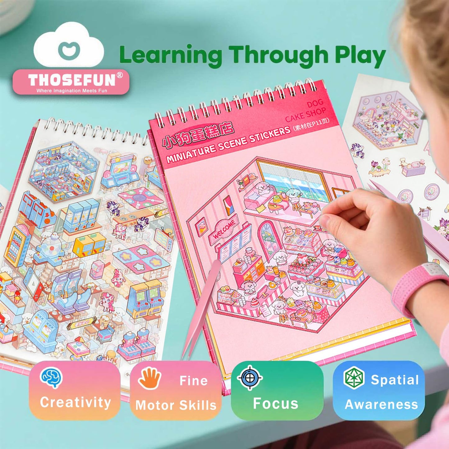 THOSEFUN 20 Sets DIY 3D Sticker Scene Book for Adults – Creative Miniatures & Relaxing Activity