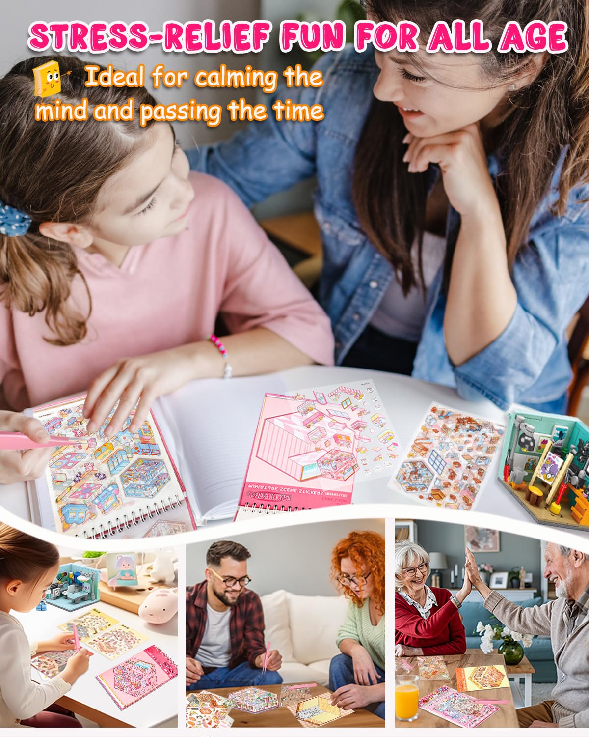THOSEFUN 20 Sets DIY 3D Sticker Scene Book for Adults – Creative Miniatures & Relaxing Activity