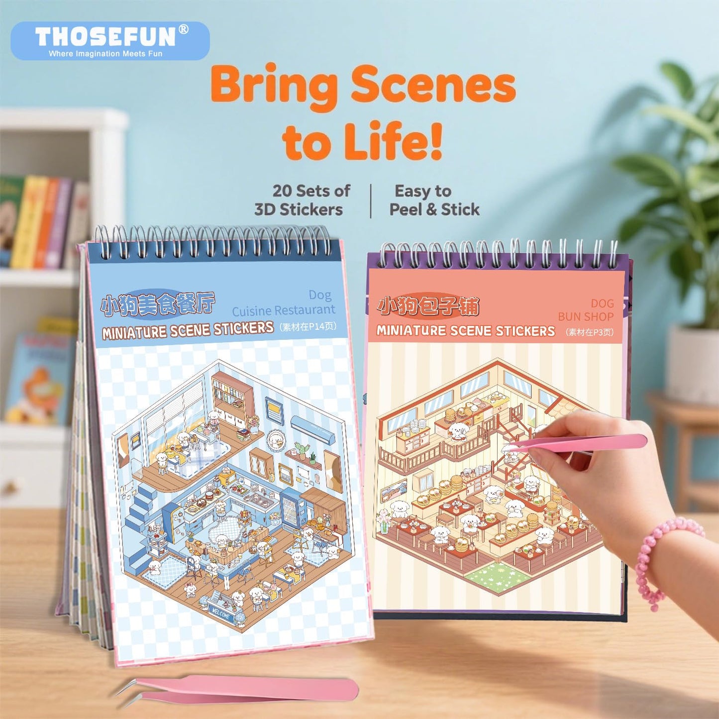 THOSEFUN 20 Sets DIY 3D Sticker Scene Book for Adults – Creative Miniatures & Relaxing Activity