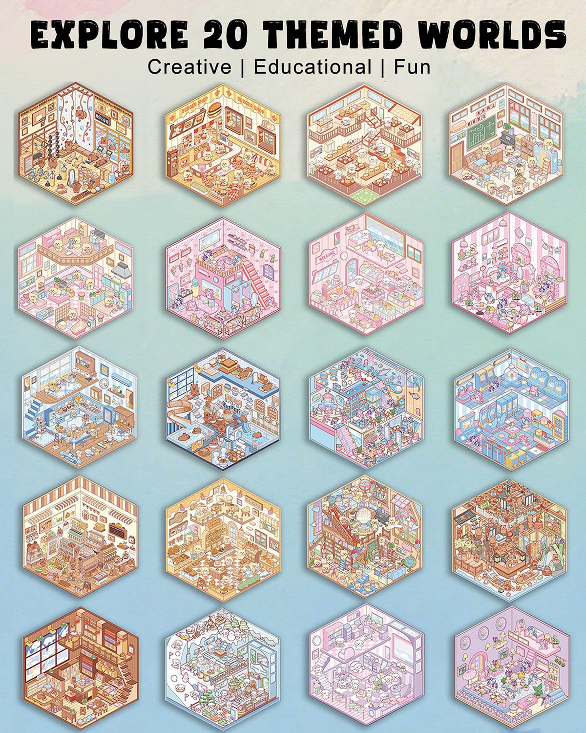 THOSEFUN 20 Sets DIY 3D Sticker Scene Book for Adults – Creative Miniatures & Relaxing Activity