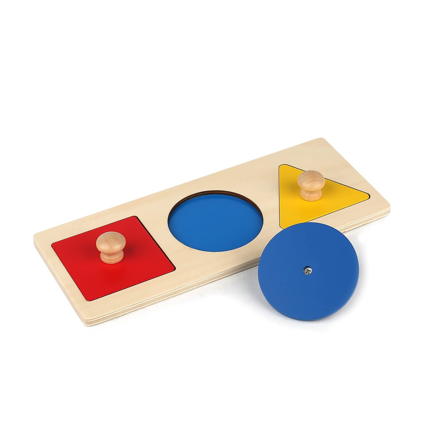 Thoth Montessori Multiple Shape Puzzle – Jumbo Knob Wooden Geometric Shapes for Toddlers (3 Pieces)