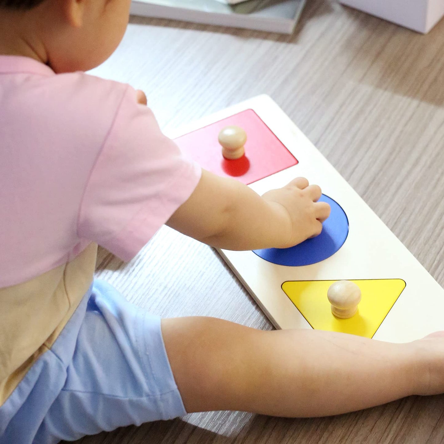Thoth Montessori Multiple Shape Puzzle – Jumbo Knob Wooden Geometric Shapes for Toddlers (3 Pieces)