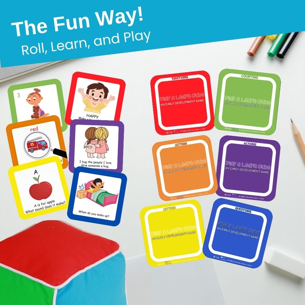 Thought-Spot Play & Learn Cube | Roll & Learn for Toddlers | Colors, Numbers, Letters & Emotions