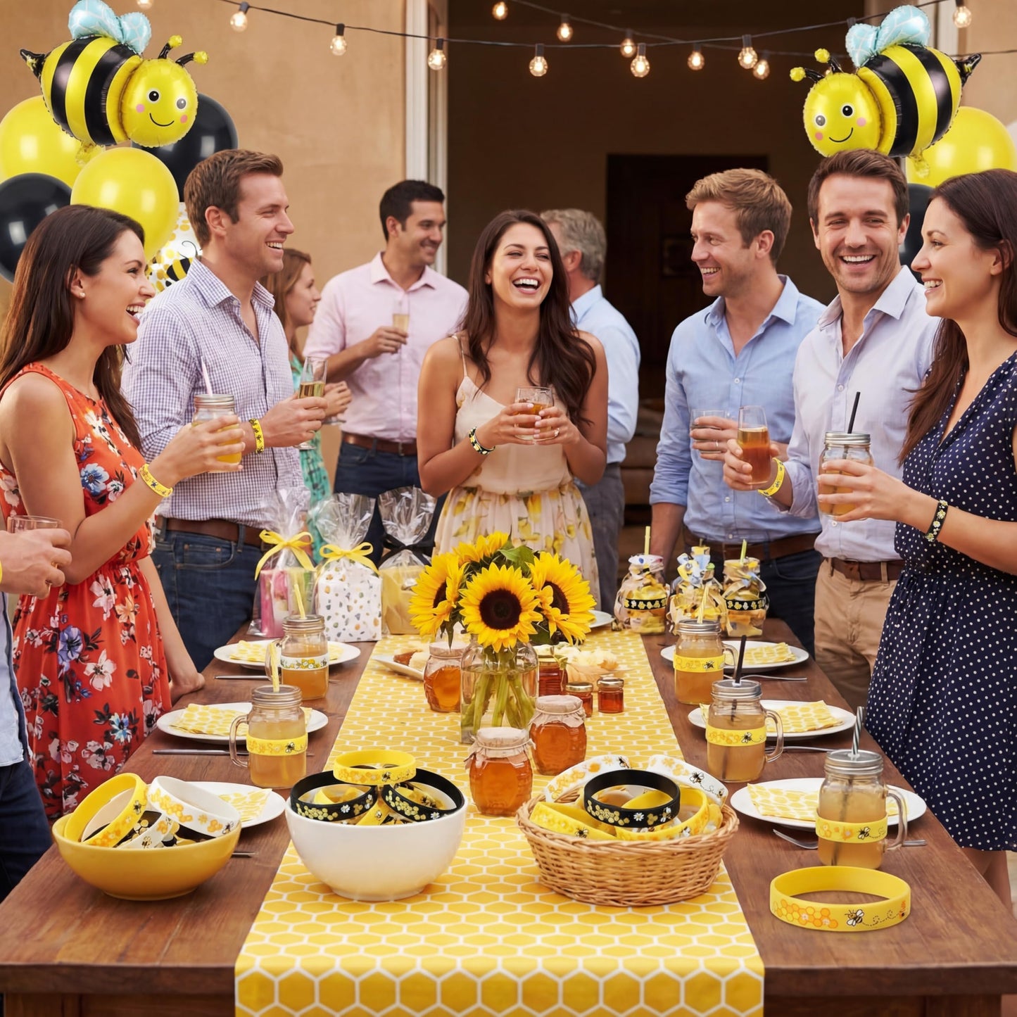 Threan Bee Silicone Bracelets – 96-Piece Bulk Honeybee Wristbands for World Bee Day & Party Favors