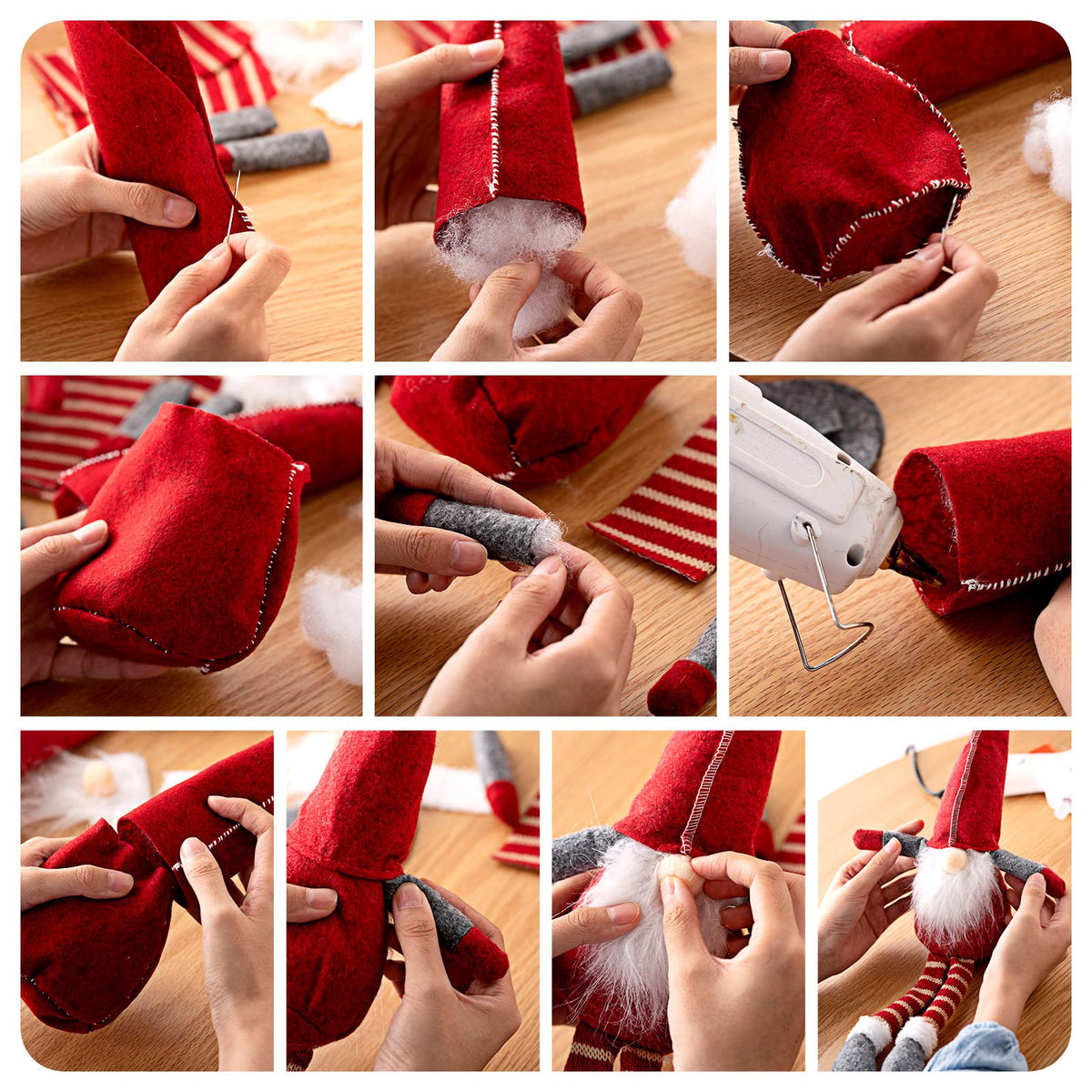 Threan 3-Set DIY Gnome Kit – Elf Gnome Plush Crafts for Adults