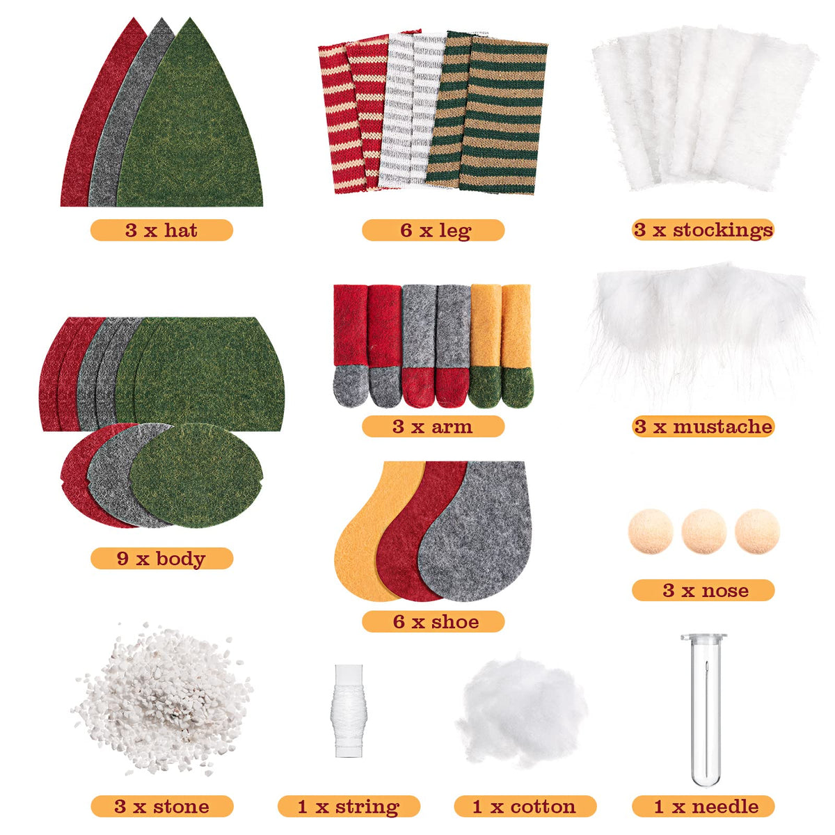 Threan 3-Set DIY Gnome Kit – Elf Gnome Plush Crafts for Adults