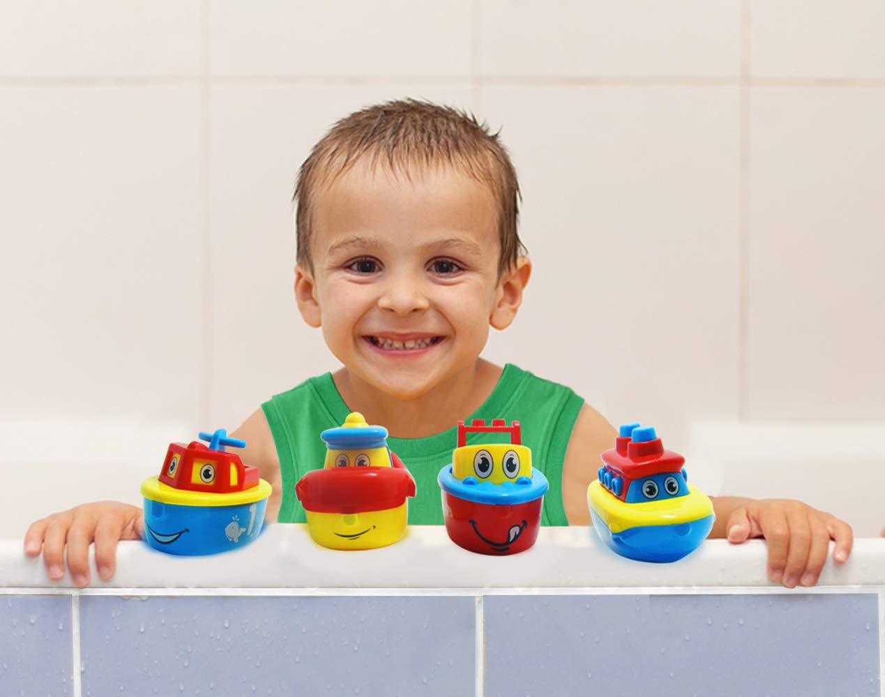 3 Bees & Me Magnetic Boat Bath Toys – 4-in-1 Bath Set for Toddlers & Kids