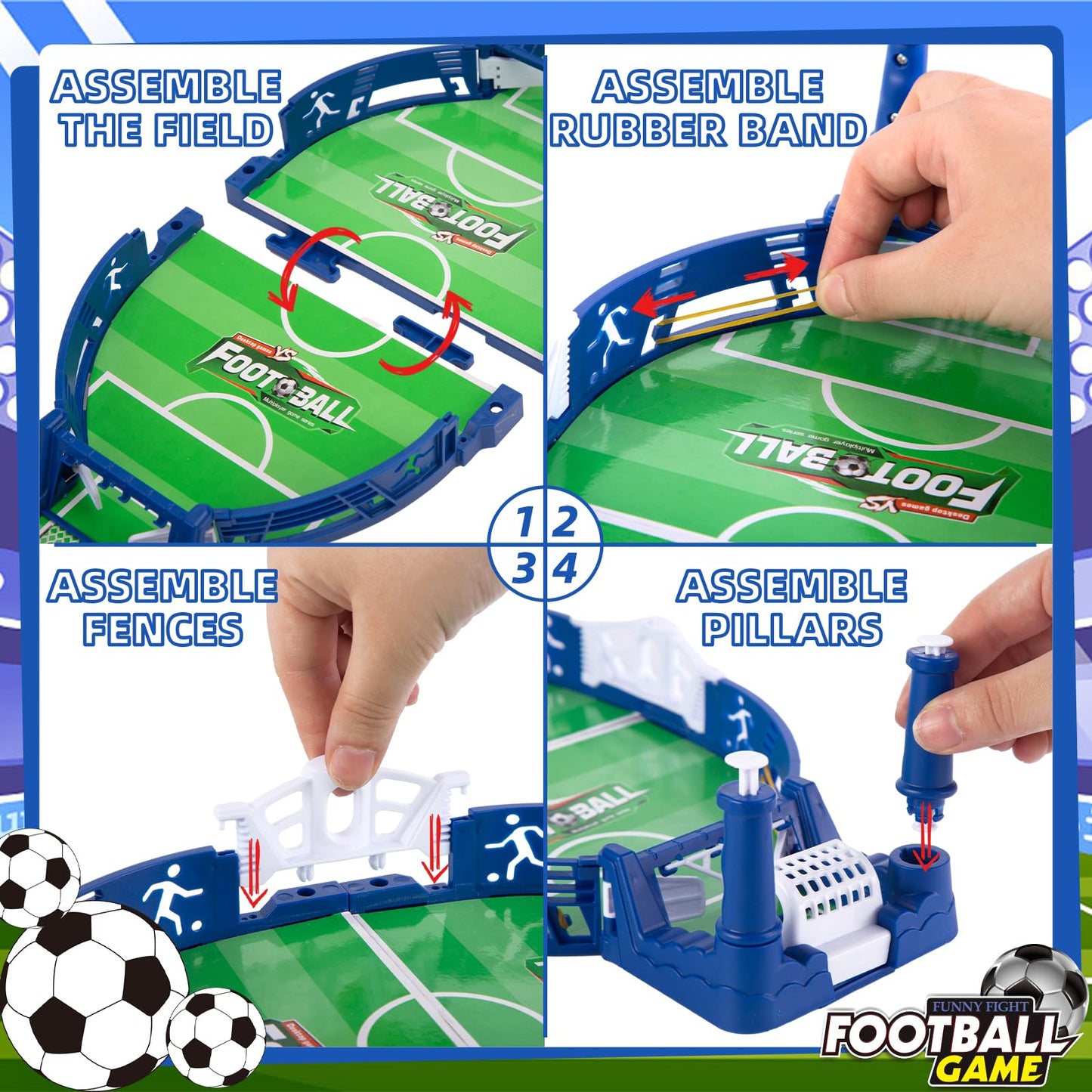 3 otters Mini Soccer Board Game – Family Foosball Tabletop for Kids & Adults