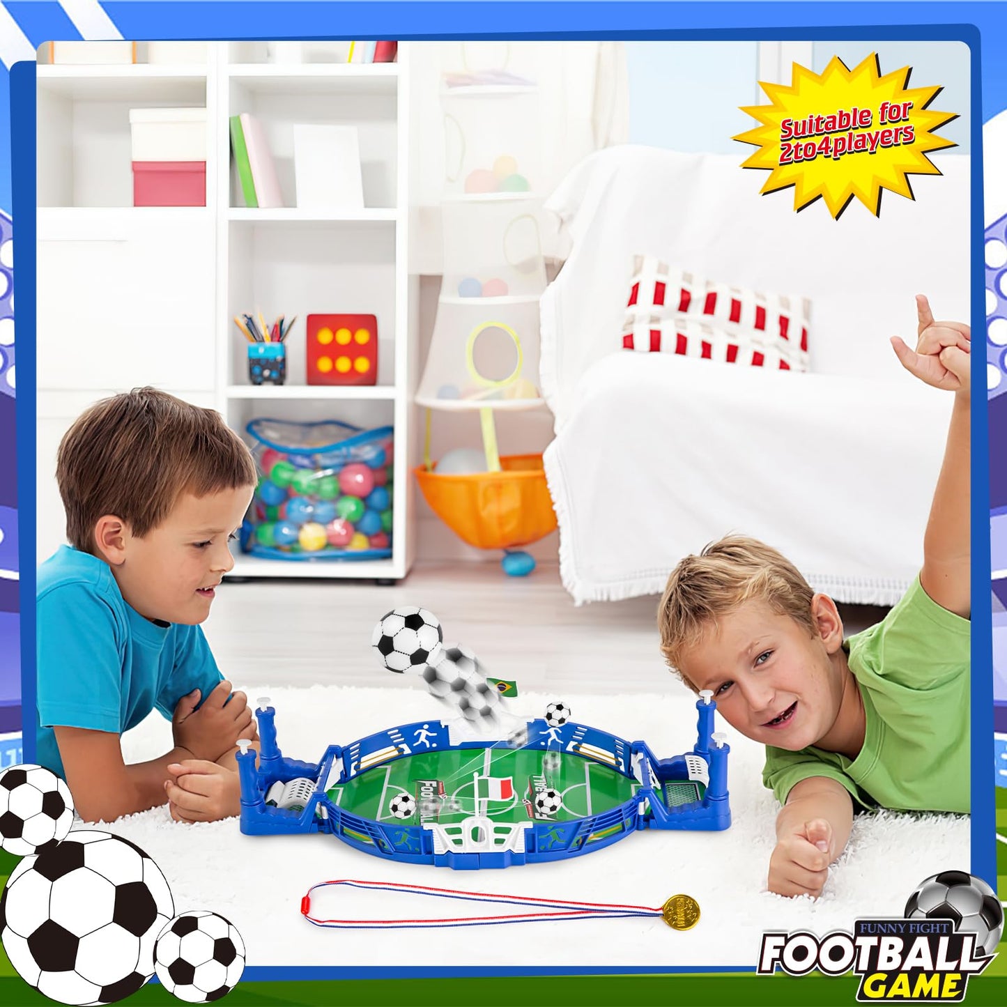 3 otters Mini Soccer Board Game – Family Foosball Tabletop for Kids & Adults